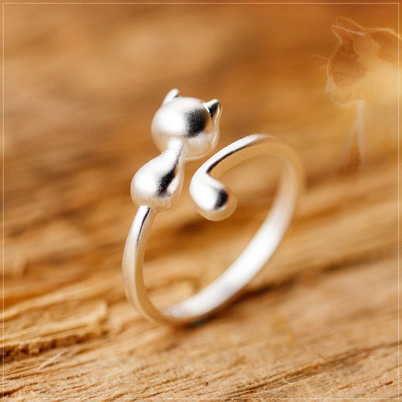 Modian Classic 925 Sterling Silver Animal Finger Ring for Women Simple Lovely Kittle Free Size Ring Fine Jewelry Bijoux