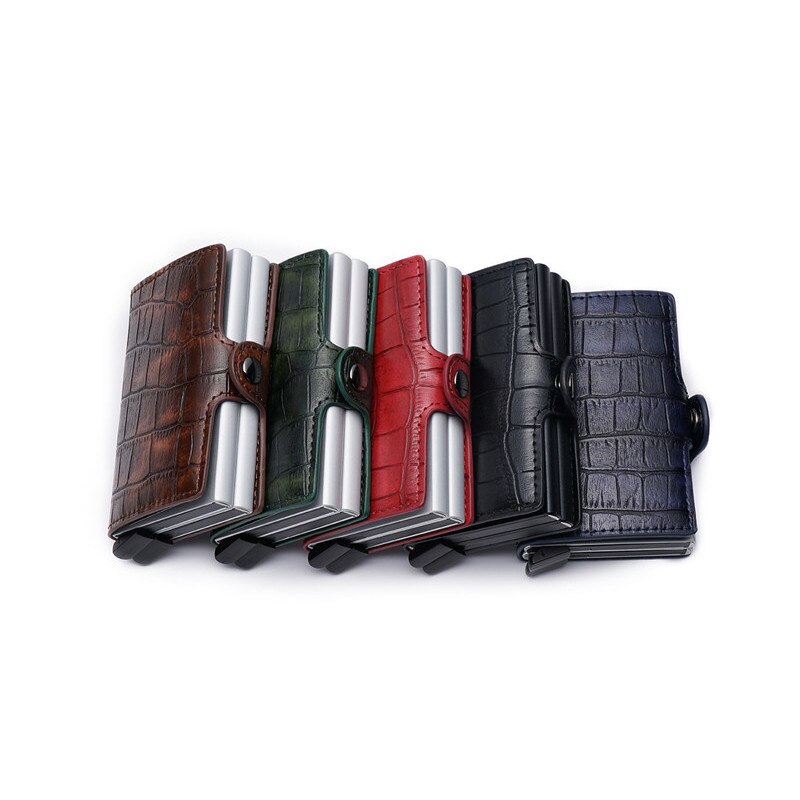 Zovyvol Functie Pu Lederen Card Case Mannen Wallet Credit Kaarthouder Bezoek Aluminium Dubbele Dozen Card Portemonnee Vrouwen