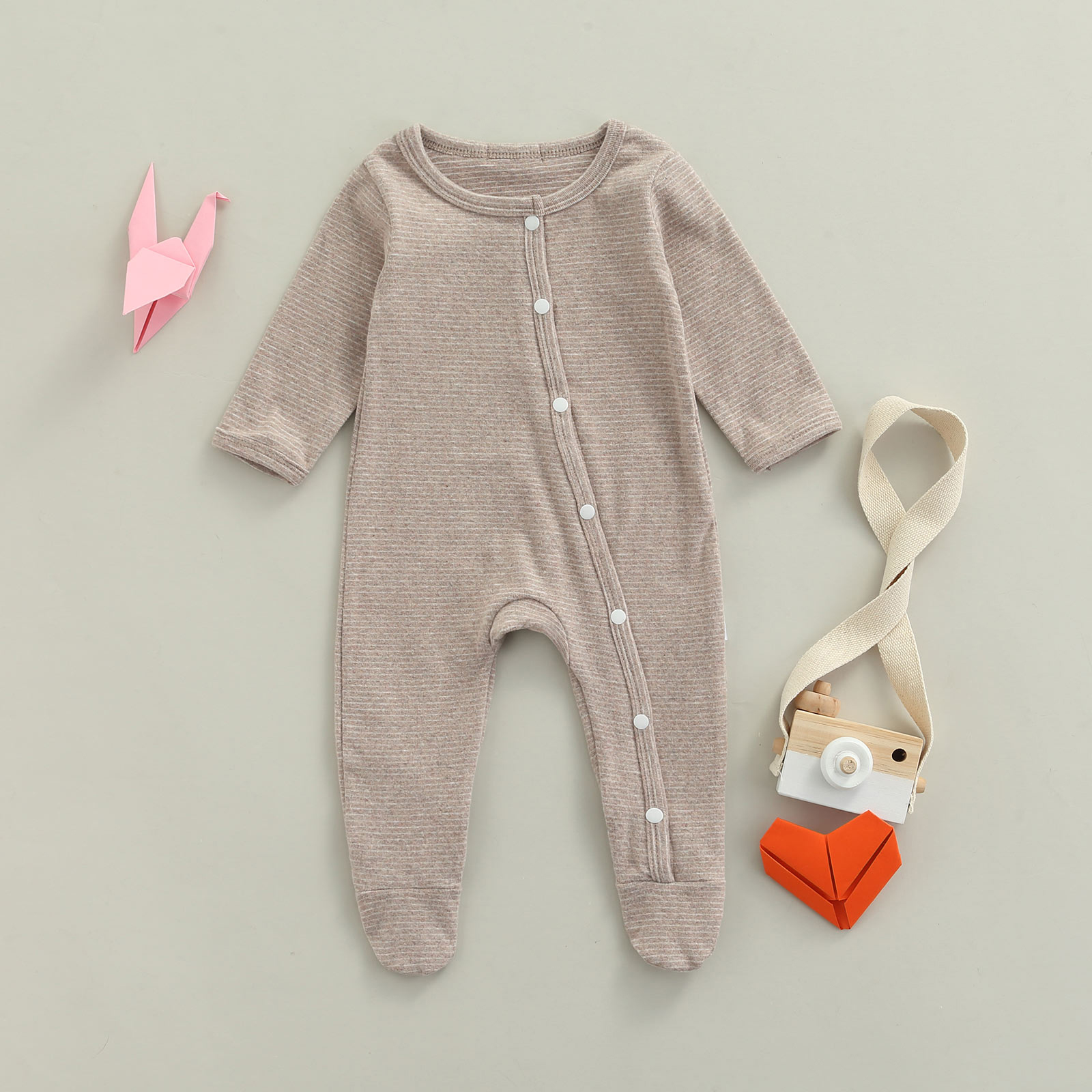 Baby Meisje Jongen Pasgeboren Romper Gestreepte Betaalde Meisjes Jongens Gestreepte Footies Katoenen Kleding: C / 12-18Months