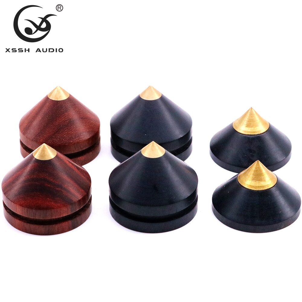 Wood Speaker Isolation Feet XSSH Audio YIVO HiFi Shock Absorber Brass Cone CD Amplifier Speaker Spike Feet Stand Spikes