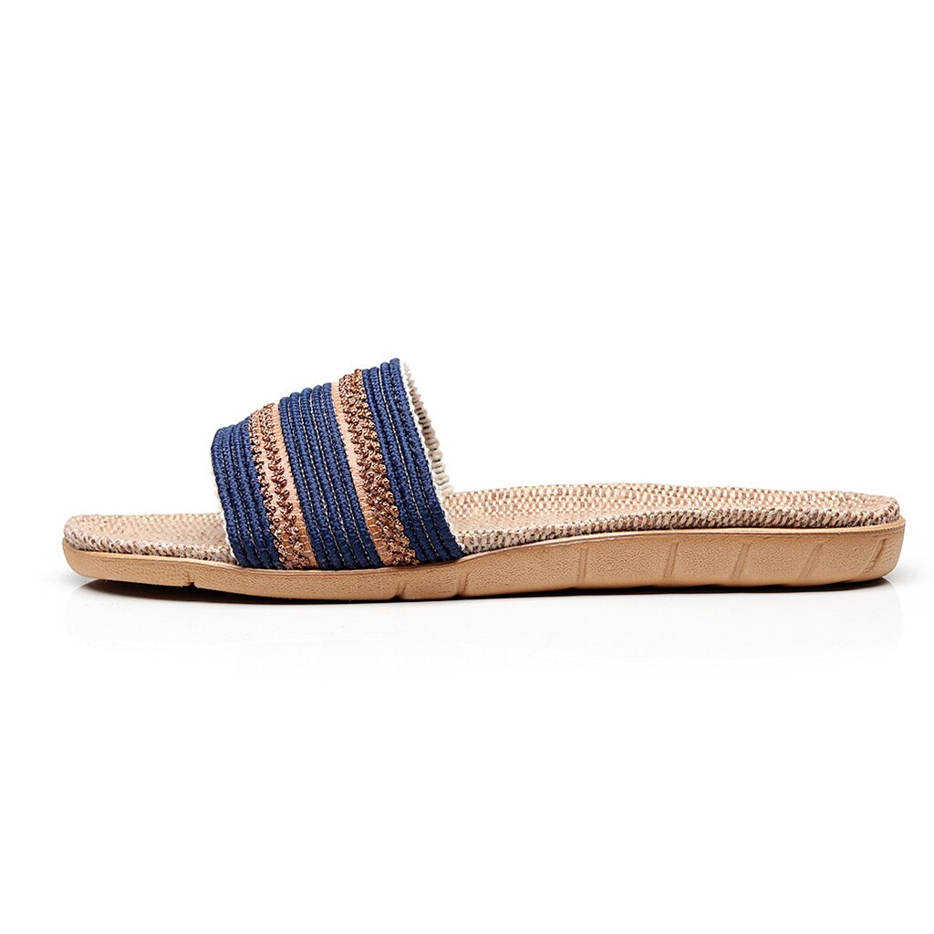 Tøfler menn sommer antiskli lin hjem innendørs åpenn tå flate sko Strand tøfler klipp tå dra сланцы мужские