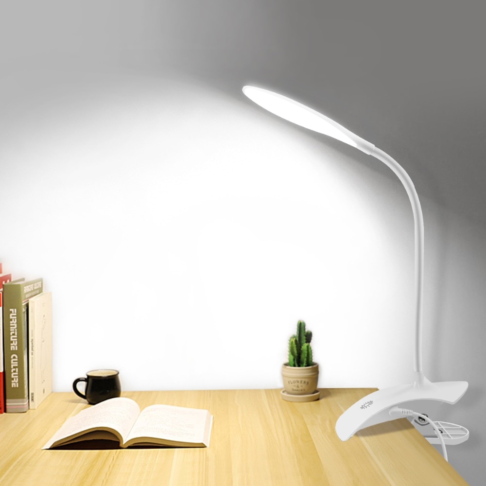 3 niveaus Helderheid Dimbare LED tafellamp USB LED bureaulamp Touch Sensor Controle Studie Reading Book light Met Clip stand