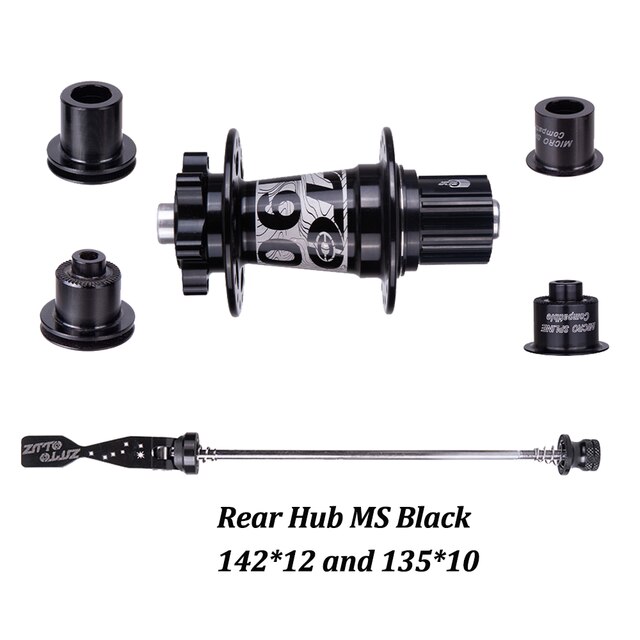 ZTTO Mountain Bike 32 Holes Disc Brake Hub DR190 54T Ratchet Bearings Thru Axle Quick Release HG XD MS Front Rear 15x100 12x142: Rear Hub MS Black
