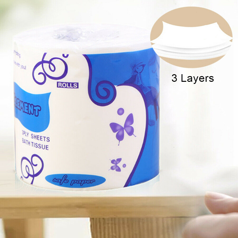 Rollo de papel higiénico de Capa 3, tejido blanco suave para el hogar, para baño, respetuoso con la piel WH998