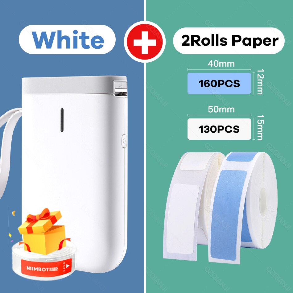 Mutlifunctional Thermal Label printer Mini Portable Barcode Bluetooth Label Printer For Moble Phone Android iOS D11 Niimbot: WH 1White1Color