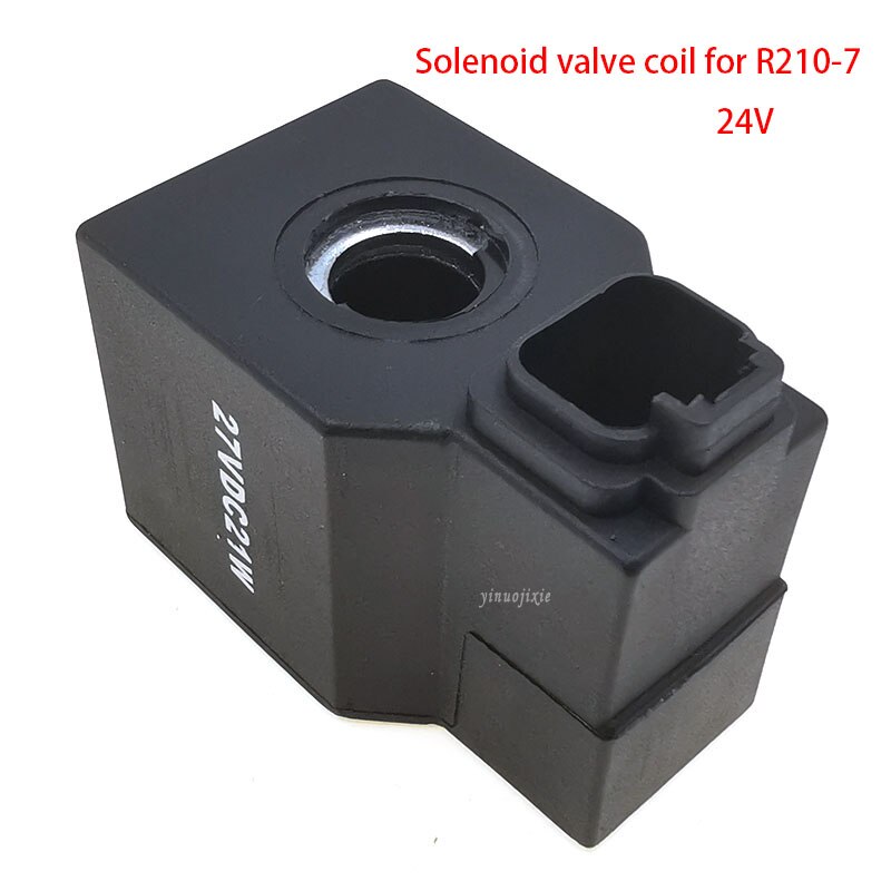 Accesorios de excavadora para Hyundai R210-9, bobina de válvula solenoide de 12V/24V sin cable, diámetro interior de 13mm de altura de 39mm