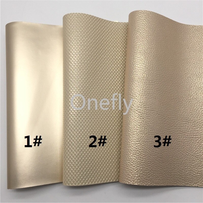 Onefly-Hojas de tela de sirena para bolsos y zapatos, cuero sintético dorado de 21x29cm, cuero metalizado liso, con lazo, AQ075