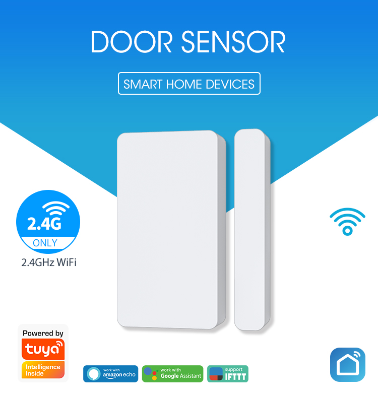 Sensor inteligente de apertura de puerta con Wifi para el hogar, sistema de alarma inalámbrico, detector de puerta, compatible con aplicación Alexa, Google home y Tuya