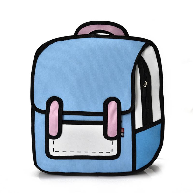 Kreative Frauen 2D Zeichnung Rucksack Cartoon Schule Tasche Comic Bookbag für Teenager Mädchen Daypack Reise Rucksack: -LB