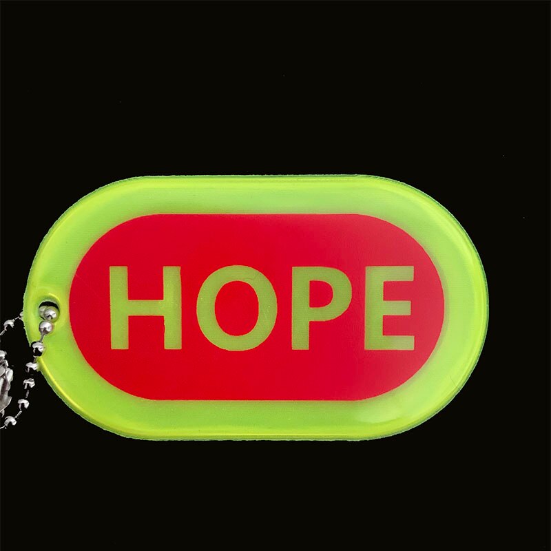 Reflektierende GLAUBE HOFFNUNG LIEBE anhänger charme tasche Christian kreative schlüsselring Für nacht fuß verkehr sicher: yellow hope