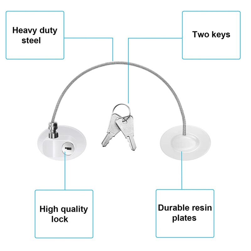 Sterke Lijm Koelkast Sloten Dorm Vriezer Deur Kind Veiligheid Kabinet Opening Beveiliging Kabel Slot Met Sleutel Voor Kinderen Veiligheid