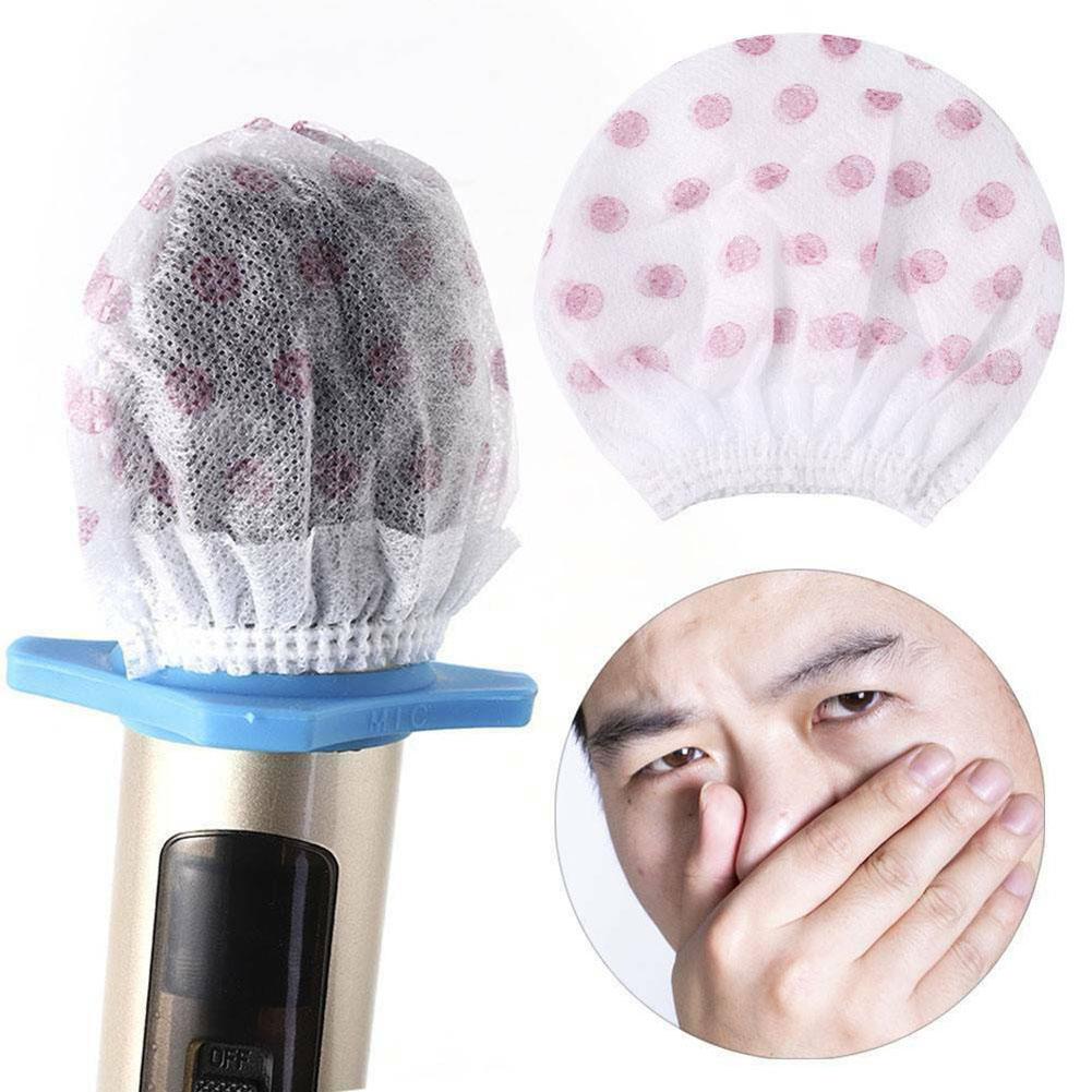 Microphone Cover 100Pcs KTV Disposable Non-woven Cloth Microphone Odor Removal Hygiene Cover