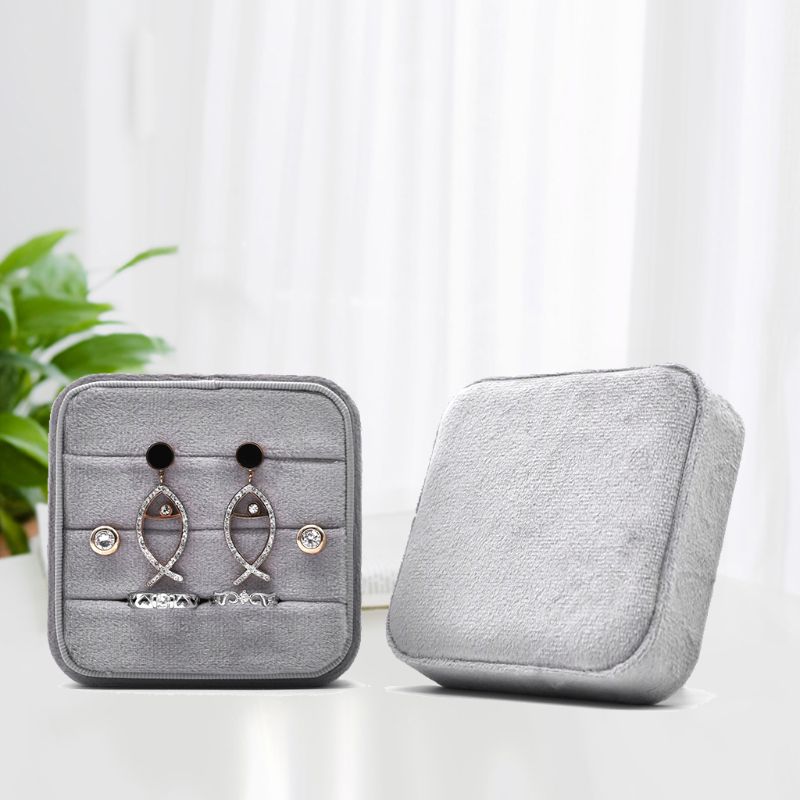 Velvet Ring Box,Square Vintage Wedding Ceremony Ring Box with Detachable Lid, Engagement Ring Box Holder,Valentine's Day