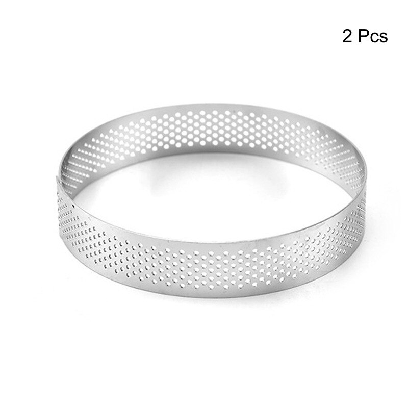 6 8 10 cm terteform i rustfritt stål ring tartelett kakemousseformer sirkelskjærer pai ring varmebestandig perforert: 2 stk 8cm