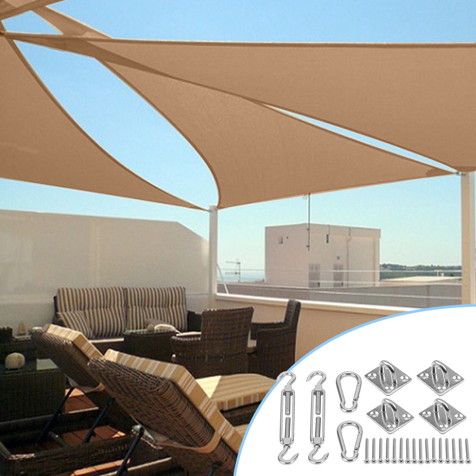 Awning Install Attachment Set Heavy Duty Sun Shade Sail Stainless Steel Hardware Kit for Home Garden Sunshade Fixing Accessories