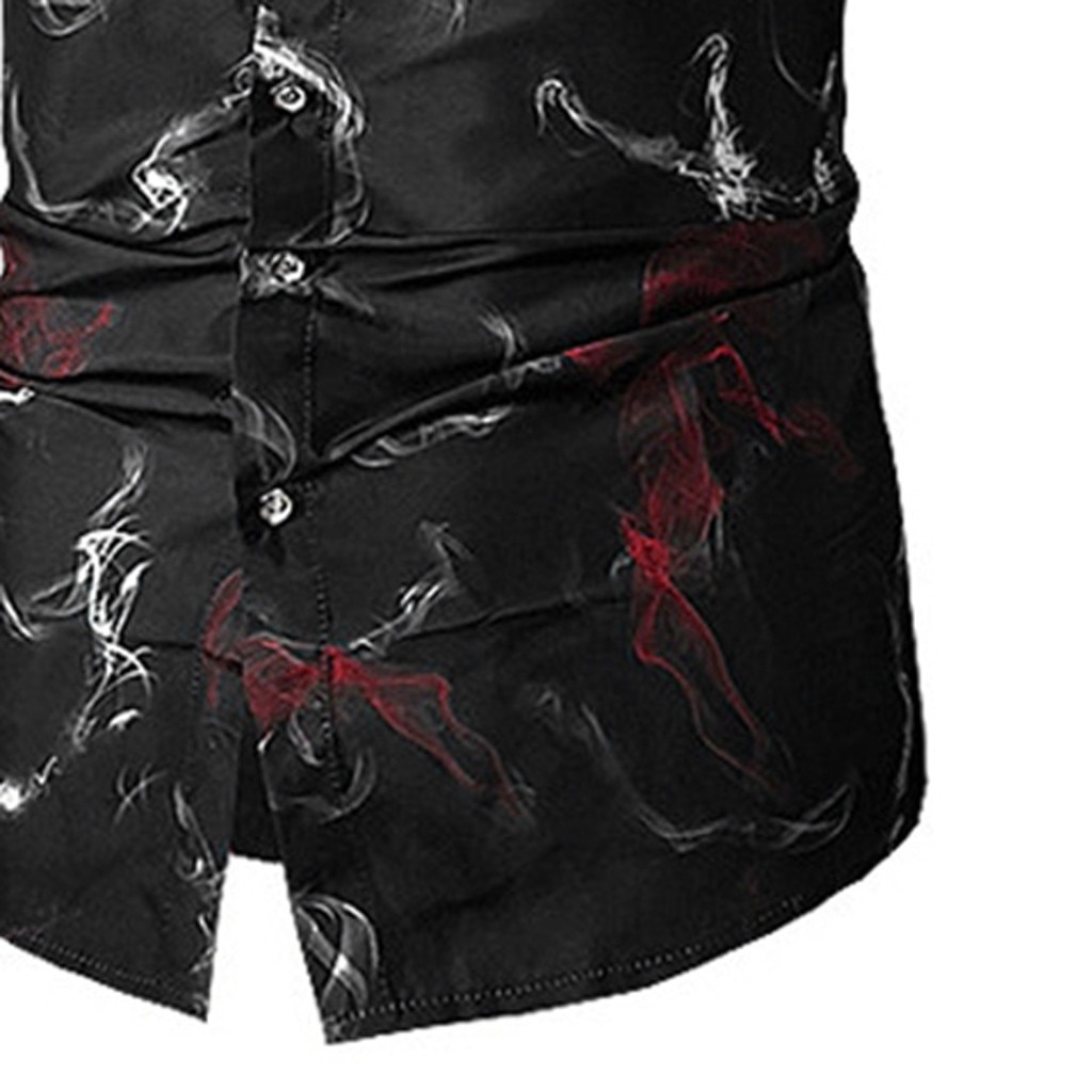 Camisa masculina estampada, gola invertida, slim fit, manga curta, blusa masculina, roupas vestido camisa masculina para homens