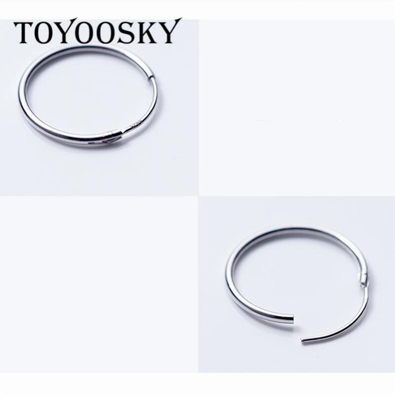 Pendientes de aro de hueso del oído para mujer, de plata de ley S925, tamaño grande 14mm 16mm 18mm 20mm, joyería circular redonda con hebilla
