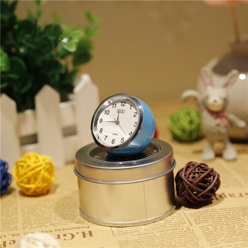 Retro Exquisite Mini Table Clock Multicolor Optional Circular Metal Table Clock Needle Desk Clock 4cm WY52619: Blue