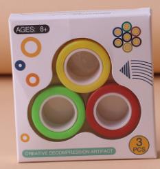 Magnetic Rings Anti-stress toy ring Stress Relief Ring toy For Autism ADHD Anxiety stress Relief Focus fidget finger ring: red green yellow