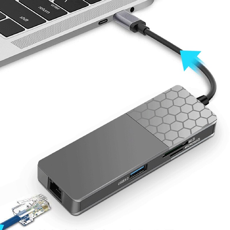 Type-c dockingstation usb 7 in hdmi netwerkinterface type 1 hub accessoires