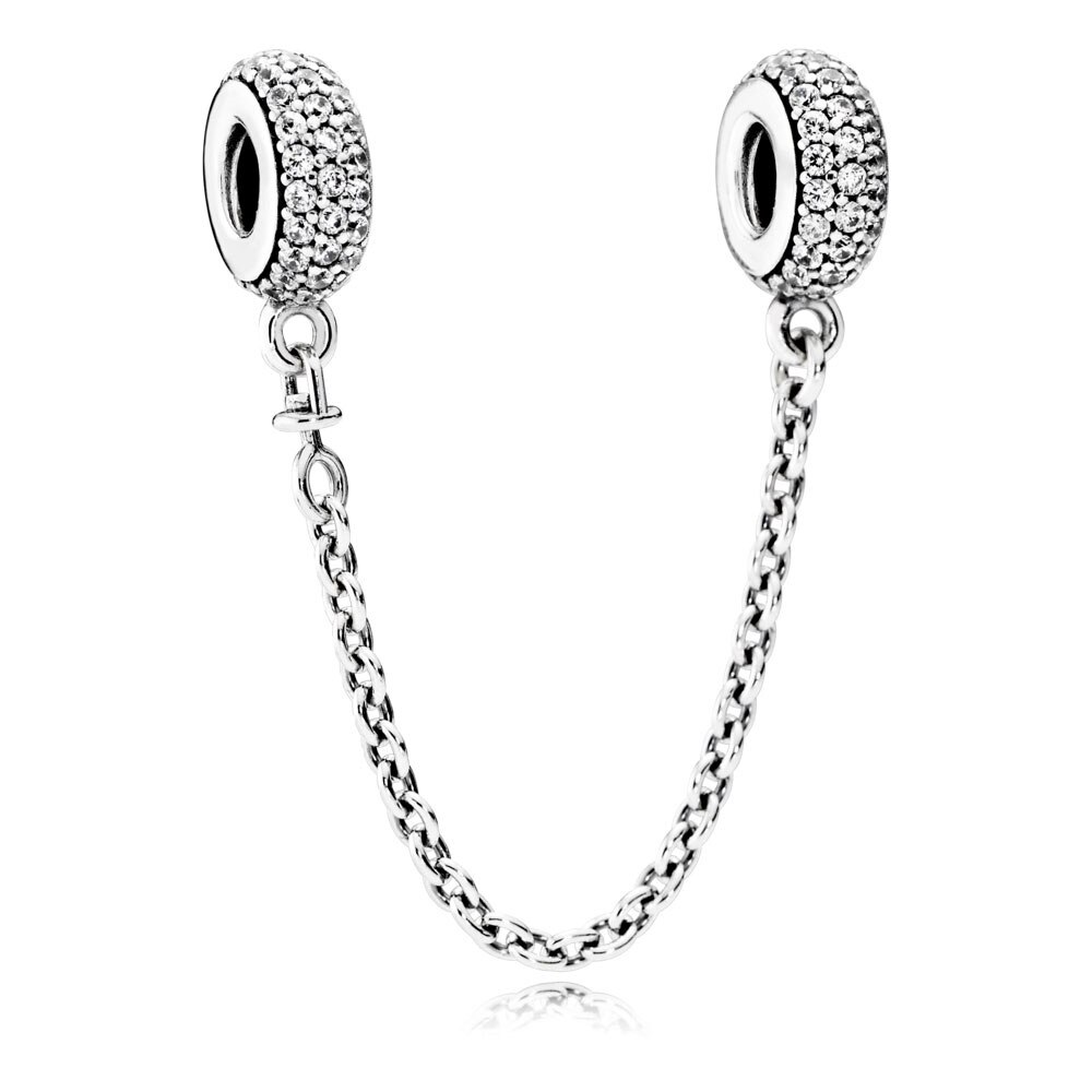 Arcs Of Love Enchanted Heart Shining Elegance Floral Safety Chain Charm 925 Sterling Silver Beads Fit Bracelet Jewelry: 8
