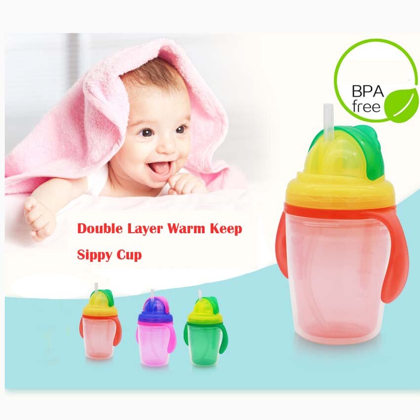 230ml schattige babybekers voor kinderen, kinderen leren eten, drinken, water drinken, drinkbeker, rietje, handvat, fles, mamadeira, tuitbeker, trainingsbeker