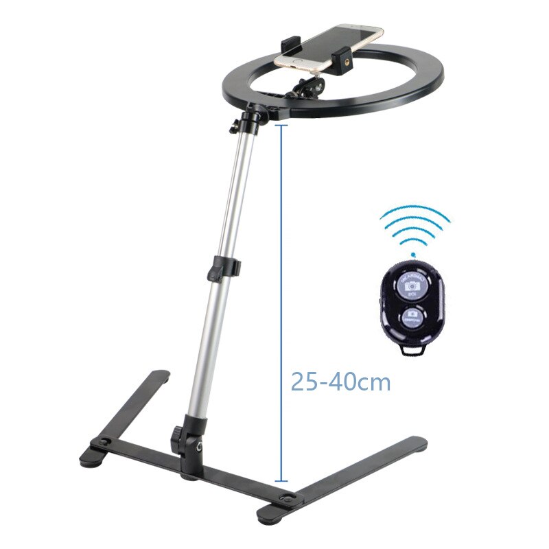 Anillo de luz con trípode para selfi, lámpara de anillo redondo de 26 cm, luz Led para teléfono, iluminación de luz derecha para sesión de fotos, Bering: overhead