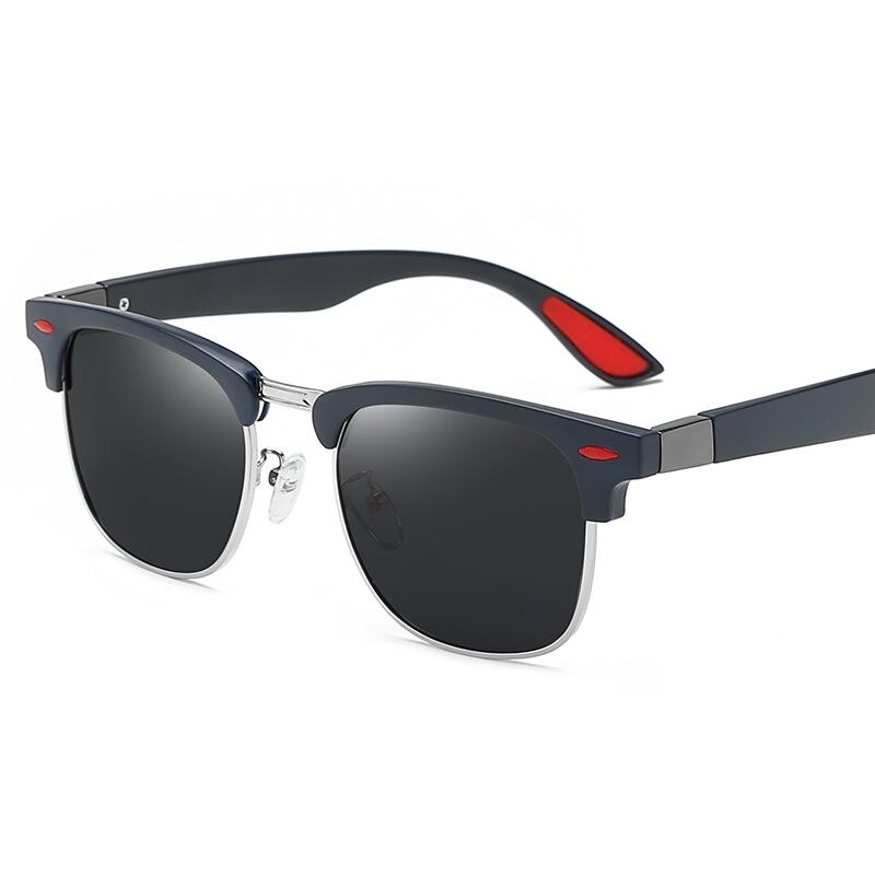 Gafas de sol polarizadas Semi-montura para mujer gafas de sol UV400 de de de lujo para hombre y mujer: blue silver black / Package B