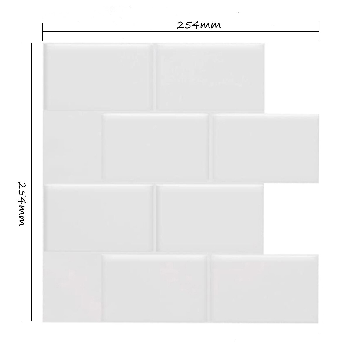 White Peel and Stick Wall Sticker Waterproof Classical 3D Brick Effect Self Adhesive Tiles for Kitchen &amp; Bathroom - 1 Sheet