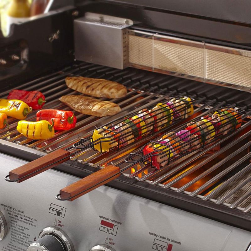 Bbq kabob grillauskori vartaat vartaat kebab ei tikkukori ruoanlaitto bbq grilli tarttumaton kabob korit tarvikkeet