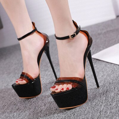Damsandaler Peep Toe Hög Klack 17.5CM Plattform Fest Sommarskor