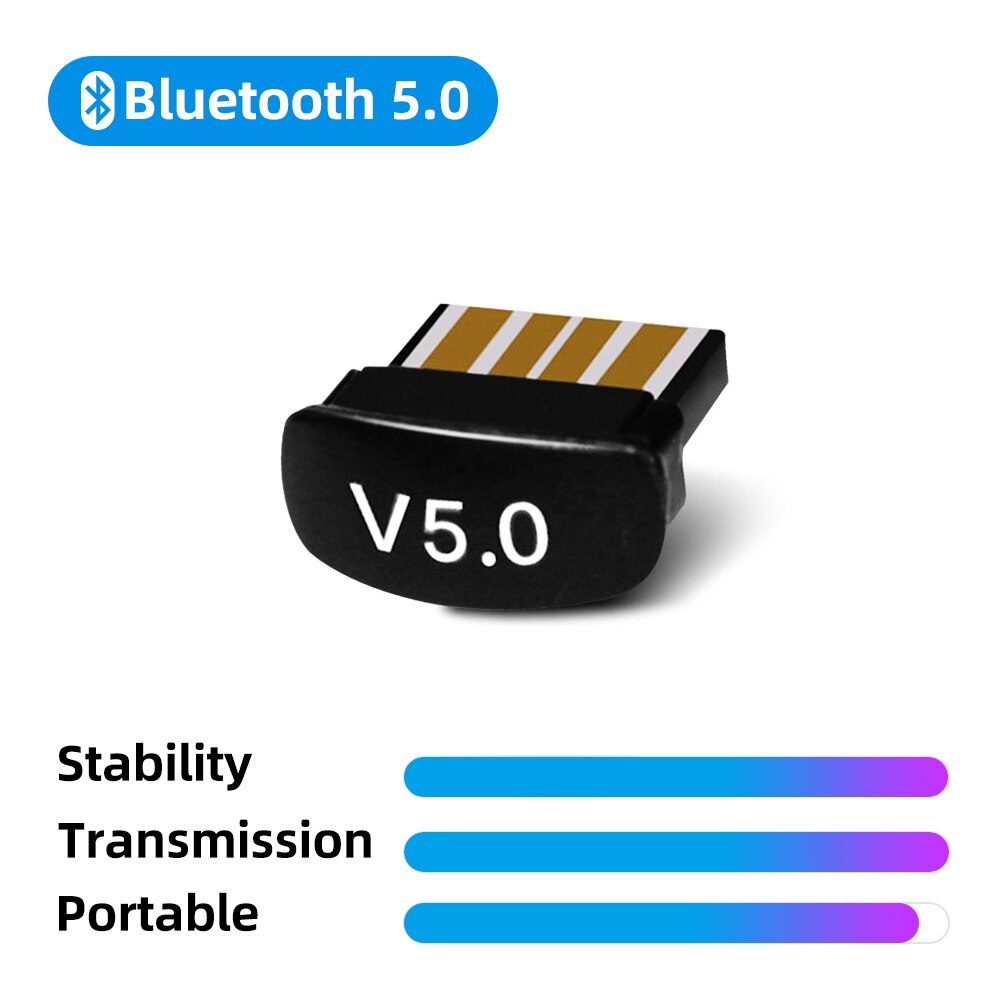 True 5.0 Usb Bluetooth Adapter for Pc Audio File Transfer Bluetooth 5 Transmitter Mini Computer Laptops USB Receptor Dongle: mini adapter