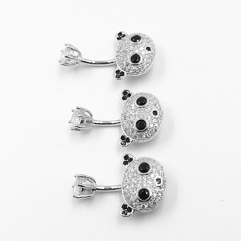 HelloLook Piercing all'ombelico in argento Sterling 925 per ragazza zircone anello ombelico gioielli penetranti per il corpo simpatici anelli di pancia Panda