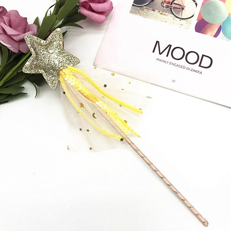 Cute Fairy Wand Dreamlike Five Pointed Star Fairy Wand Kids Magic Stick Girl Birthday Party Halloween Princess Cosplay Prop