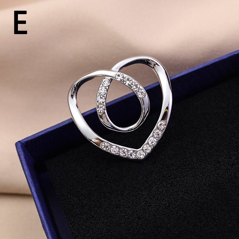 Hart Sjaal Broches Kristal Zijden Sjaal Gesp Broche Vrouwen Sjaal Ring Clip Sjaals Fastener Zoom Geknoopt Knop Accessoires: E-Size S