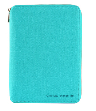 Cahier à spirale en cuir A5, organisateur de planificateur d'agenda de reliure à glissière, organisateur de document de padfolio de bureau de grande capacité de Macaron: Bleu ciel / A6  210 140mm