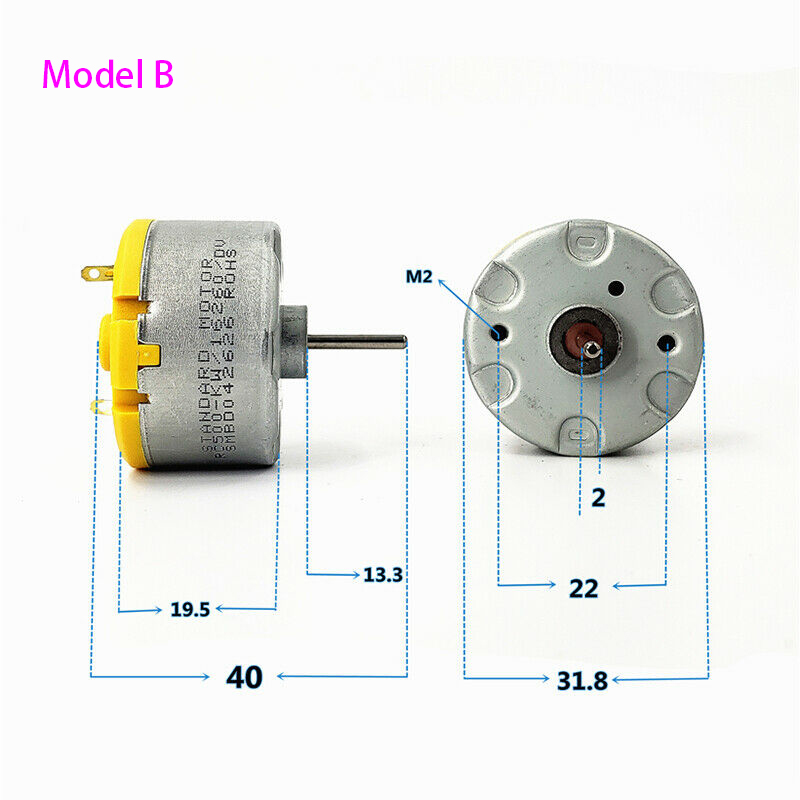 RF-500TB-12560/ RC500-KW/16260 Motor DC 12V Micro Round 32mm Diameter Spindle Engine Long Shaft