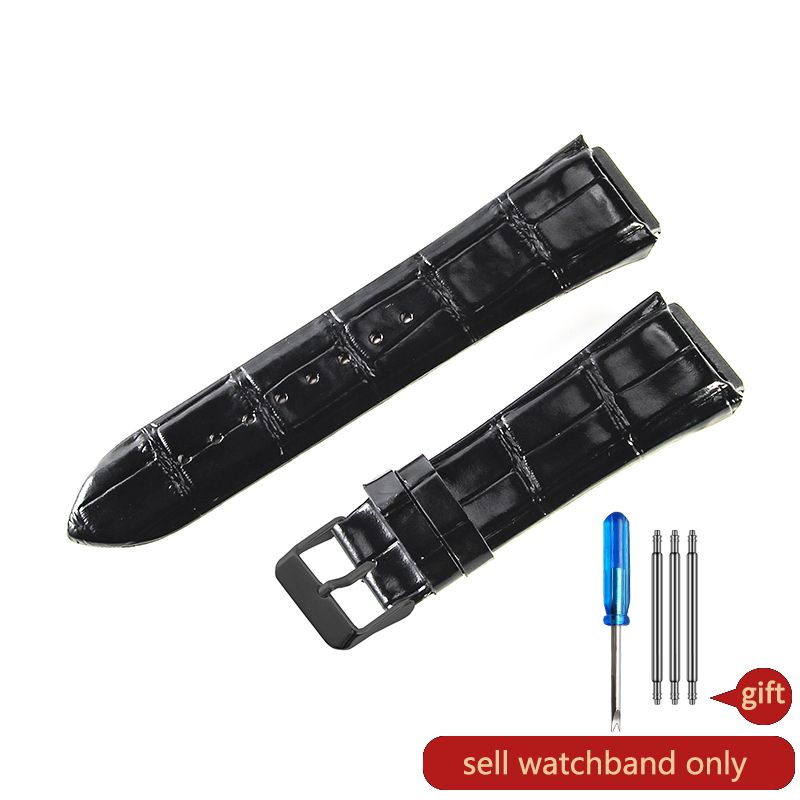 For Guess W0040G1\W0040G2\W0040G3 Series Men's Needle Buckle Blue Rose Gold Buckle 22mm Cow Genuine Leather Watchbands: BLACK WHITE