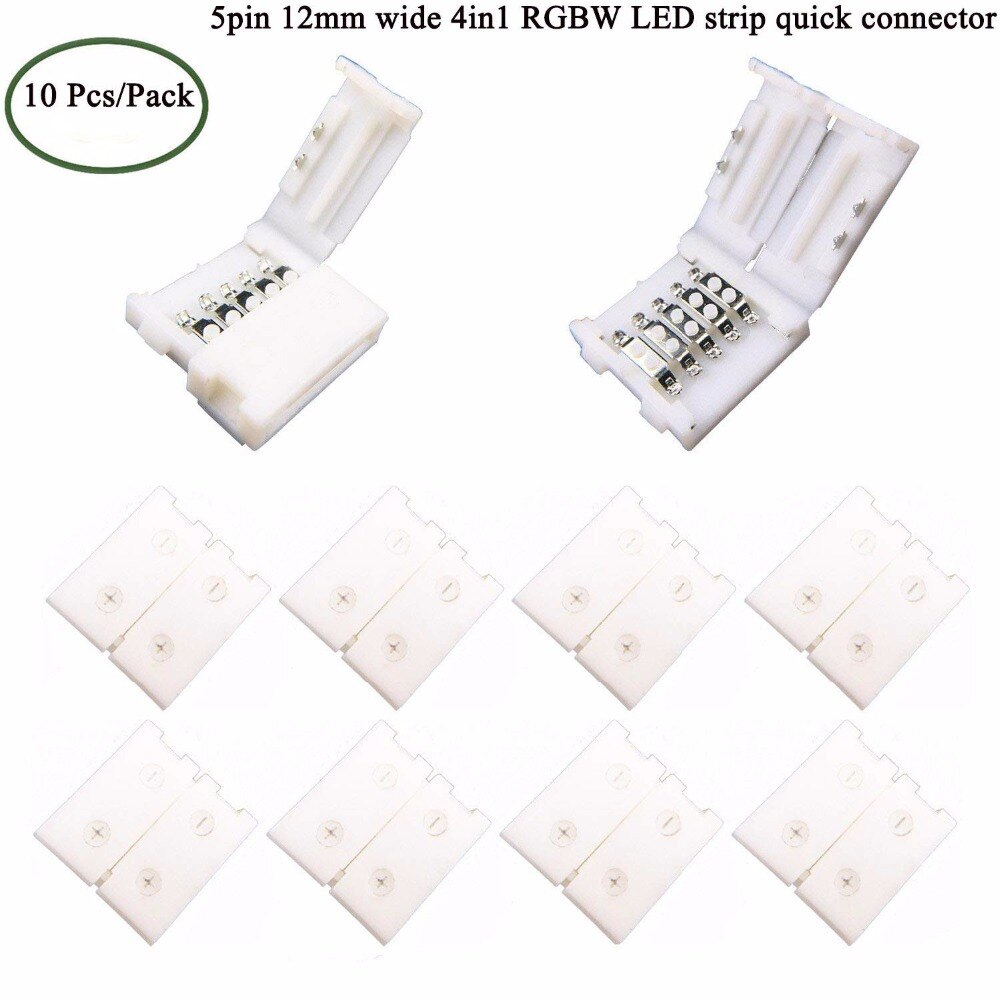 10x 5- polet rgbw led bånd lys 12mm loddet klip montering stik ,5- leder rgbww led strip lys snap down-stik  st275