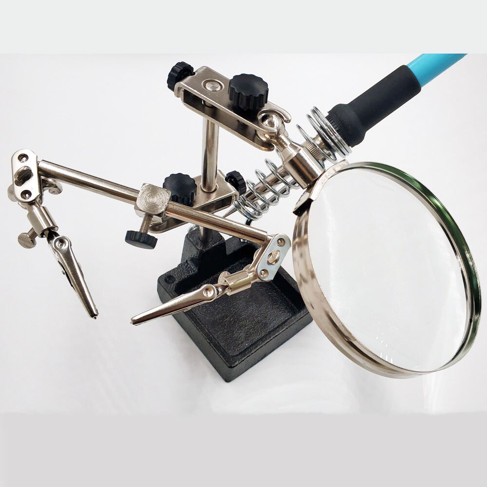 Helpende hand met vergrootglas led vergrootglas lamp las vergrootglas met licht soldeerstandaard opvouwbaar handfree clip