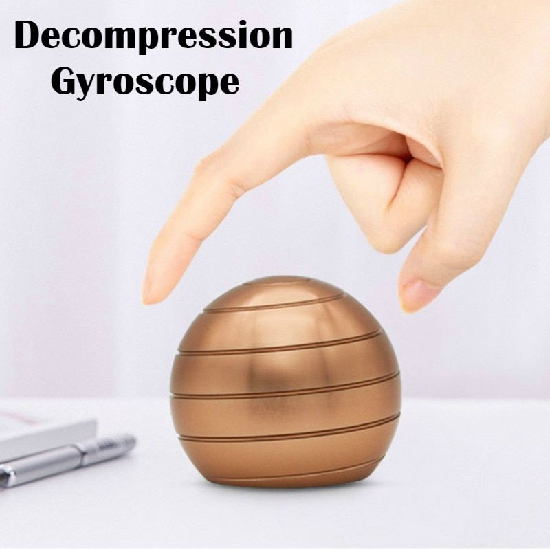 38mm Desktop Decompression Rotating Spherical Gyroscope Office Desk Fidget Toys Optical Illusion Flowing Finger Toys Adult