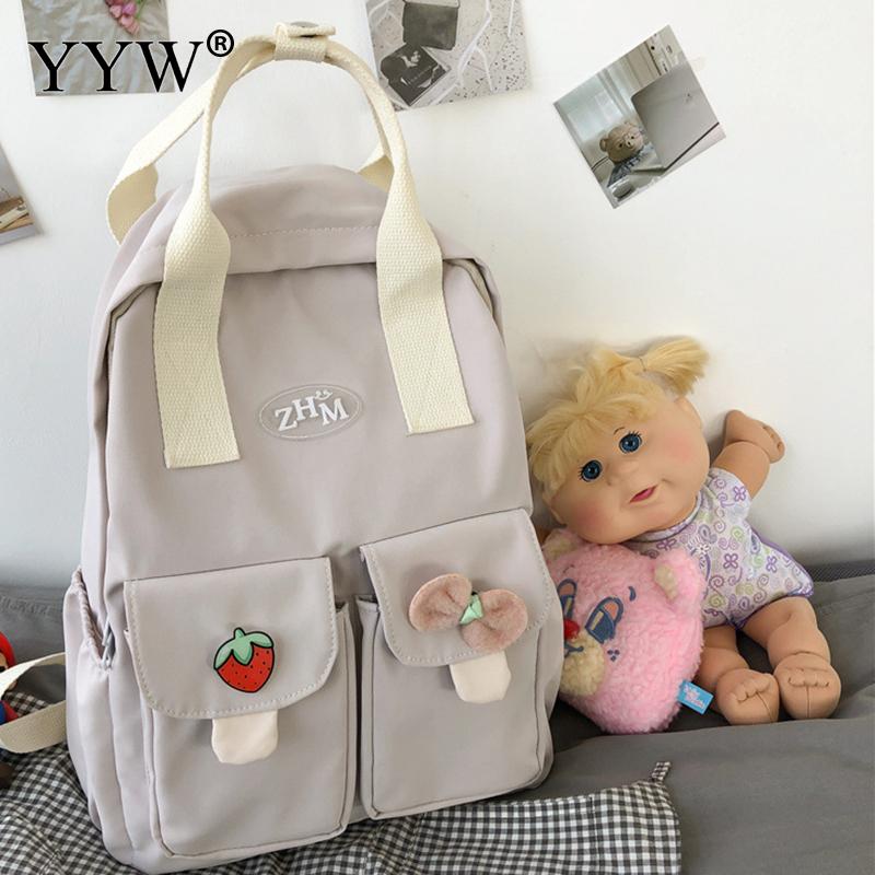 Tiener Meisjes Schooltas Mode-koreaanse Contrast Rugzak Schoudertas Grote Vrouwelijke Schouder Rugzak Laptop Tas Preppy Stijl: white