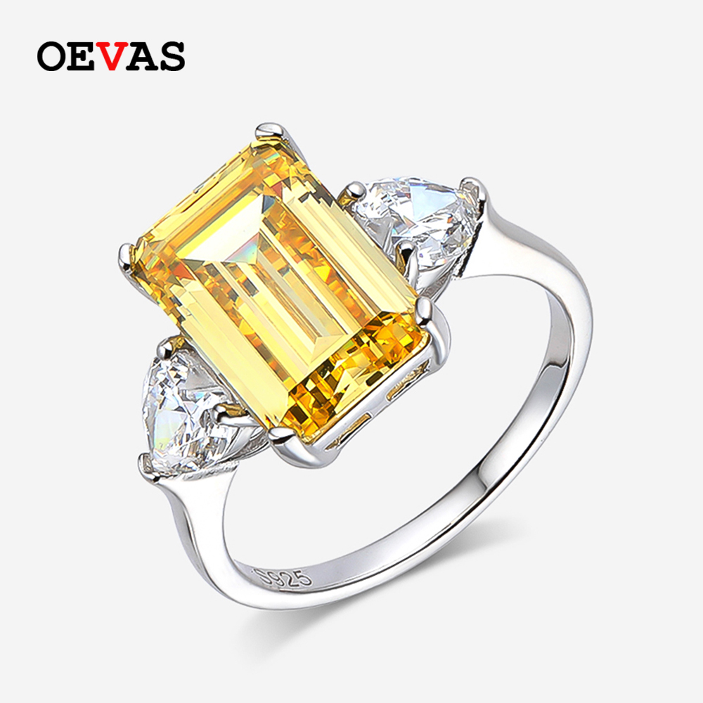 OEVAS, anillos de boda de circón brillante con diamantes de alto carbono de 7 quilates para mujer, joyería de de 100% Plata de Ley 925 de