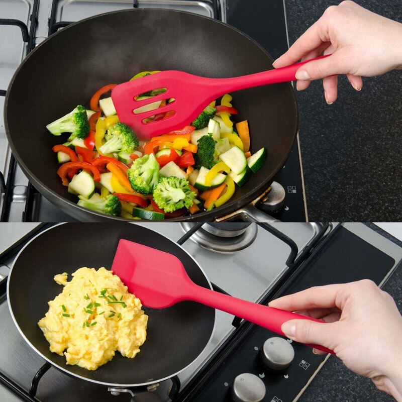 Utensilios de cocina de silicona higiénicos, espátula giratoria de revestimiento sólido grande, espátula pequeña, herramienta de cocina-35, 5 uds.