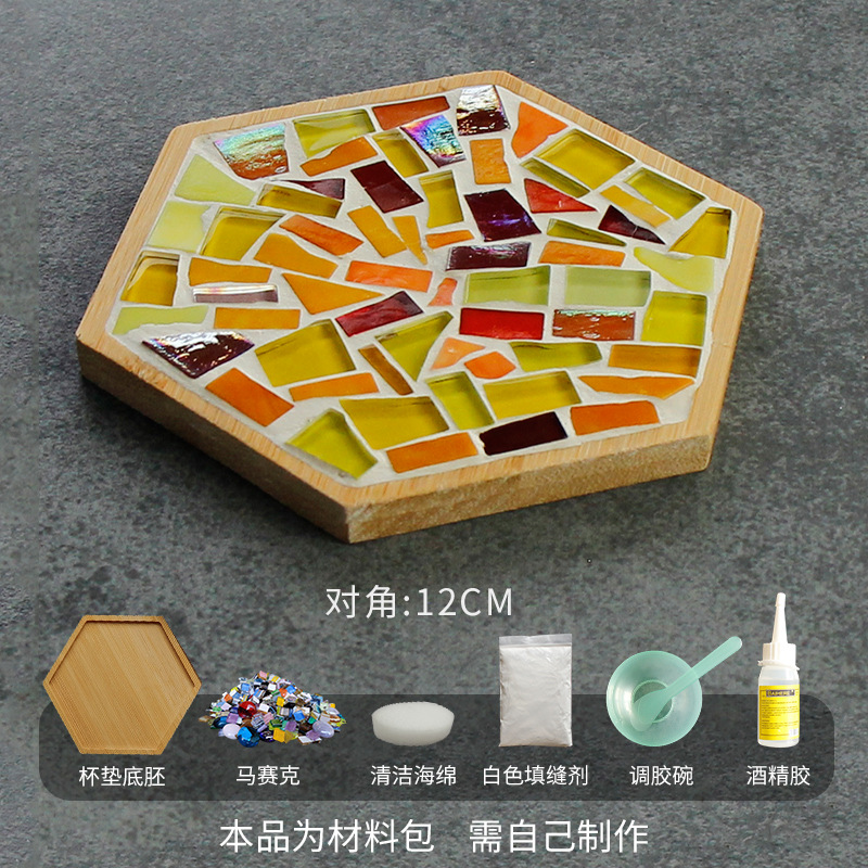 Sous-verre en mosaïque pour bricolage, emballage de matériaux Semi-finis, manuel, , Support de coussin de Pot, Collage carré, artisanat en bambou: N