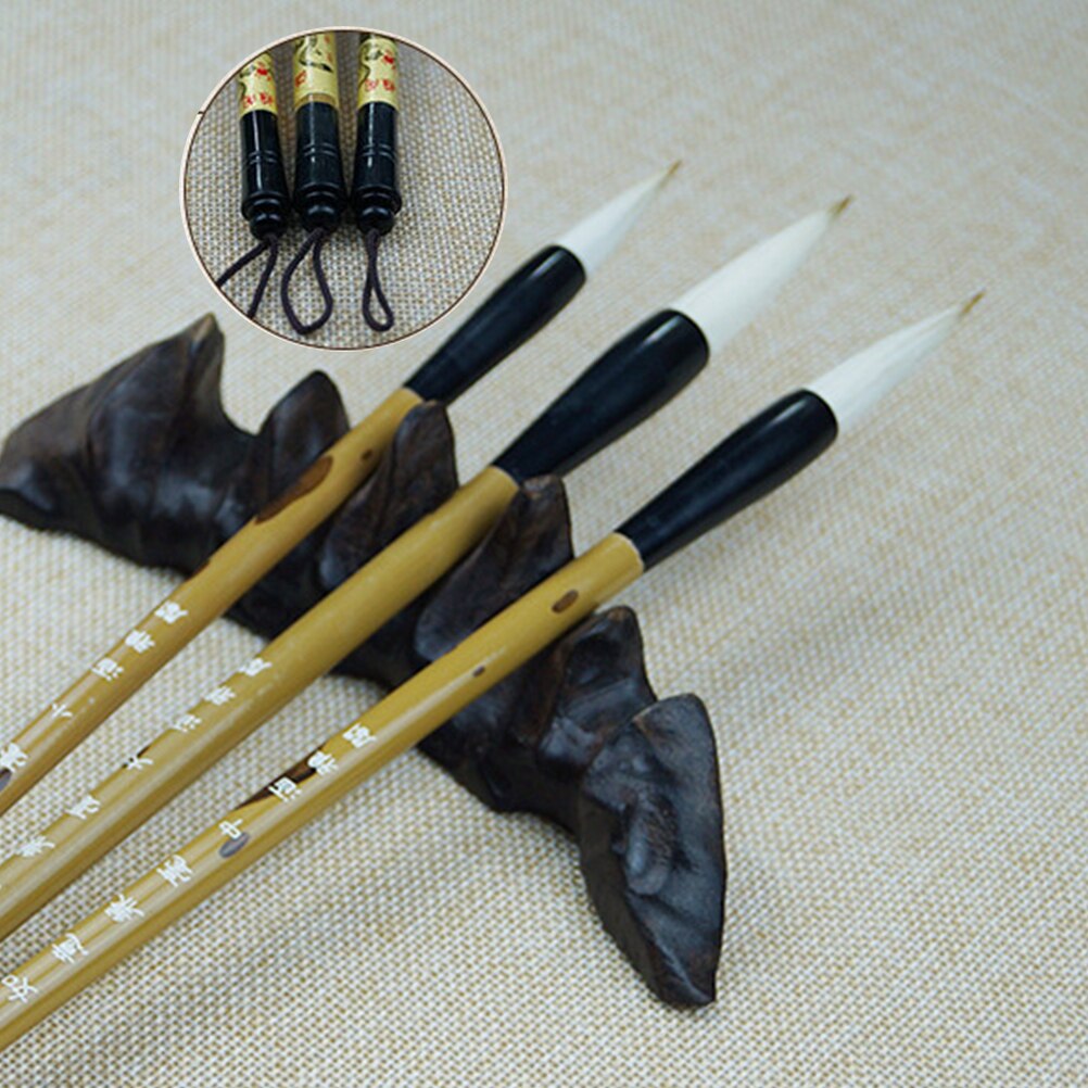 3Pcs Excellent Wolf Hair Chinese Caligraphy Kanji Japanese Sumi Drawing Brush Chinese Calligraphy Brush Pen Set (Size S M L)