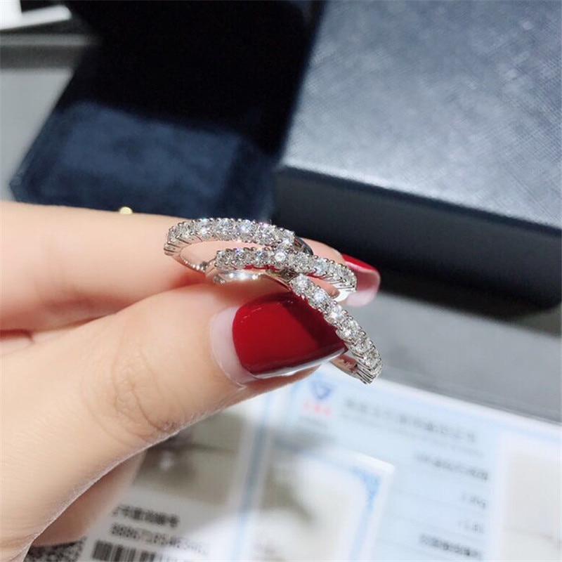 Fedi nuziali CC per donna zirconi cubici placcati oro bianco 18 carati semplice fidanzamento 925 accessori gioielleria raffinata CC3119