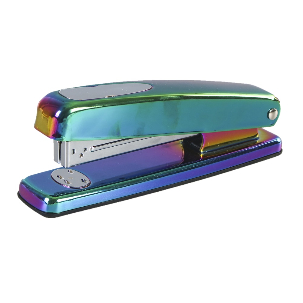 Rainbow Stapler Metal Metallic Desktop Manual Staplers Heavy Duty 15 Sheets Capacity with Classic Modern Non-slip Base