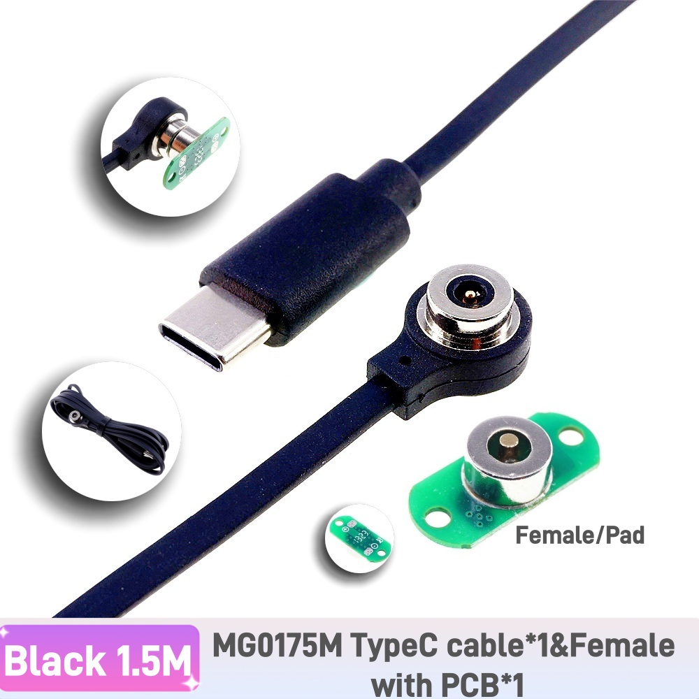 Magnetisk pogo-stift usb-c-kabel fjäderbelastad typ  c 2 4 6- positions hane hona 3a- kontakt ström dataöverföring: Vit