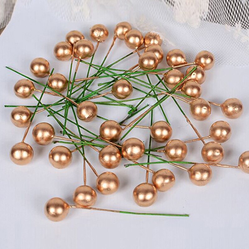 50/100 stk kunstig rød kristtorn bær jul innredning pakke krans krans: 100 stk 10mm / Burgunder